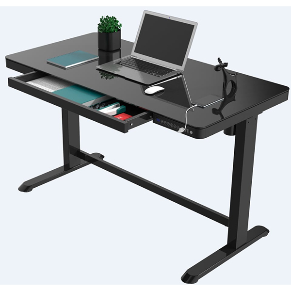 Electric Height Adjustable Standing Desk Glass Top 24 x 48 inch - AK-118BK